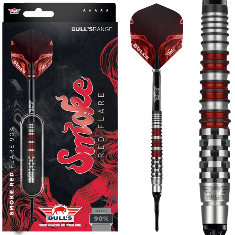 Bull’s NL Smoke Red Flare 90% Tungsten 18 gram Soft Tip Dart Set