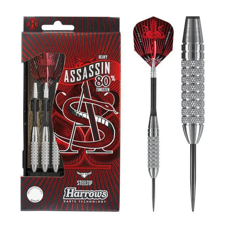 Harrows Assassin Knurled Heavy 80% Tungsten Steel Tip Darts 28 GRAM