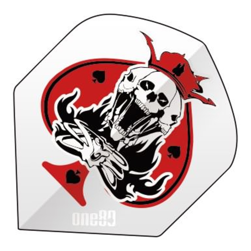 One80 Poker 03 Spade Skull White Dart Flights Standard 130 Micron Poly