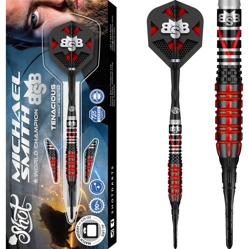 Shot Michael Smith Darts – Soft Tip Tungsten – Front Weighted – Bully Boy – Tenacious 18g