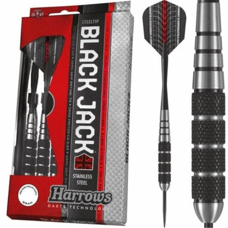 Harrows Black Jack Darts – Steel Tip Stainless Steel – Knurled 18g