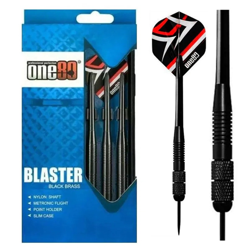 One80 Blaster Black Brass Steel Tip Darts 20 GRAM