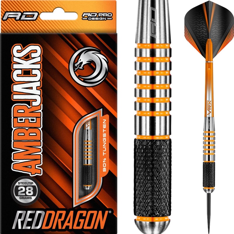 Red Dragon – Amberjack 9 Darts – Steel Tip – 90% Tungsten – 28g