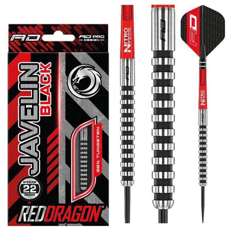 Red Dragon Javelin Black 85% Tungsten Steel Tip Darts 20 GRAM