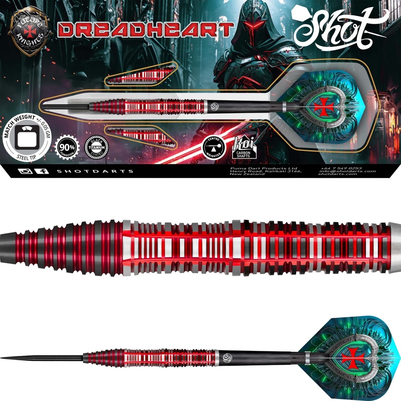 Shot – Future Knights Dreadheart Darts – Steel Tip – 90% Tungsten – 23g 24g 25g 23 grams