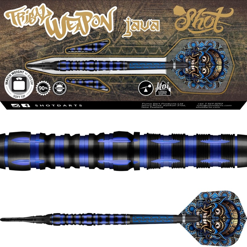 Shot – Tribal Weapon Java Darts – Soft Tip – 90% Tungsten – 18g 20g 18 grams