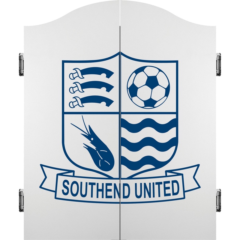Southend United FC – Official Licensed – Dartboard Cabinet – C1 – White with Blue Crest