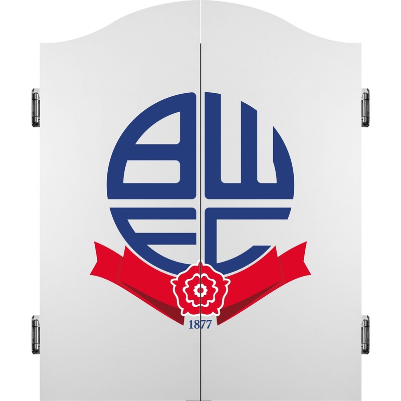 Bolton Wanderers Dartboard Cabinet – Official Licensed – BWFC – C2 – White – Colour Logo