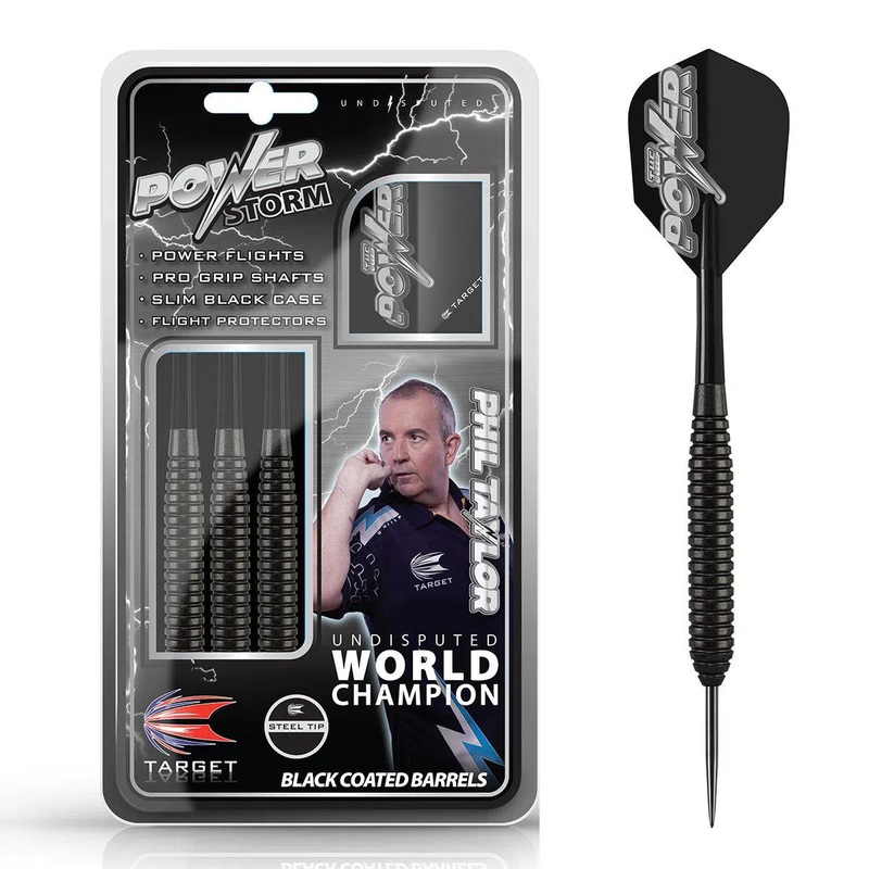 Target Darts Phil Taylor Power Storm Black Brass Steel Tip Darts 22 GRAM