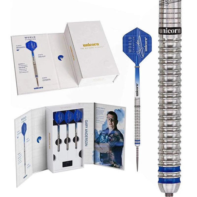 Unicorn Gary Anderson Phase 3 90% Tungsten Deluxe World Champion Steel Tip Darts 21 GRAM