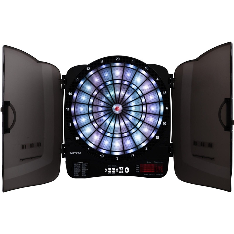 *XQMax Electronic Dartboard in Cabinet – Multiplayer – with 6 Darts – 48 Games – Bern