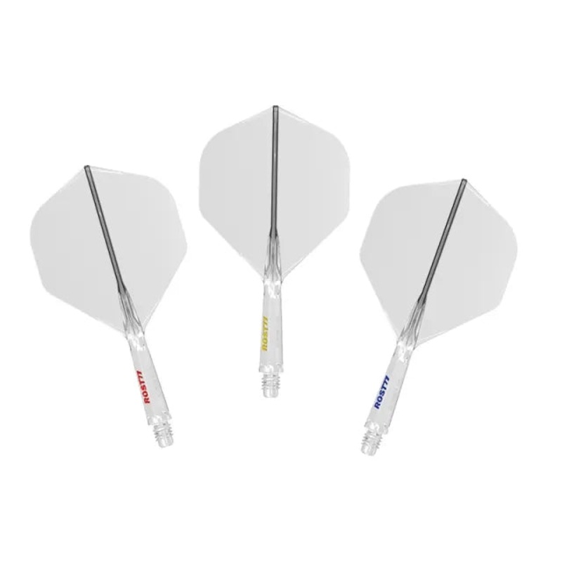 CUESOUL ROST 77 Integrated Dart Shaft & Flight – Big Standard Shape – Long – Transparent R/Y/B Transparent with Red/Yellow/Blue Long (33mm in length excluding thread) Big Standard