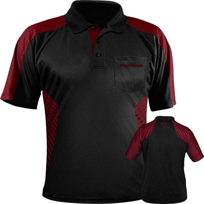 *Harrows Vivid Dart Shirt – with Pocket – Black & Deep Red 2XL