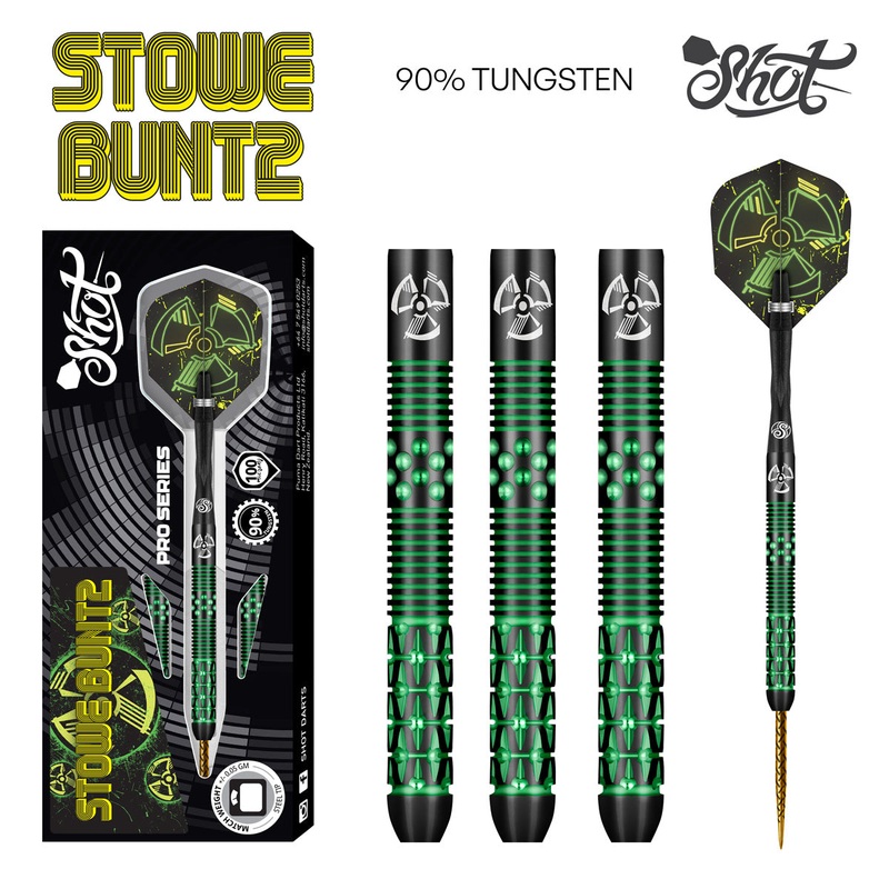 Stowe Buntz 2.0 Black 90% Tungsten Steel Tip Darts  by Shot 23 Gram