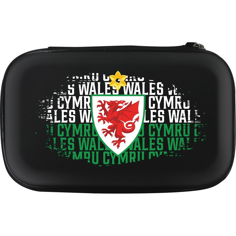 Wales FA – Cymru – Large Darts Case – Black – W2 – Welsh Crest on Word Art