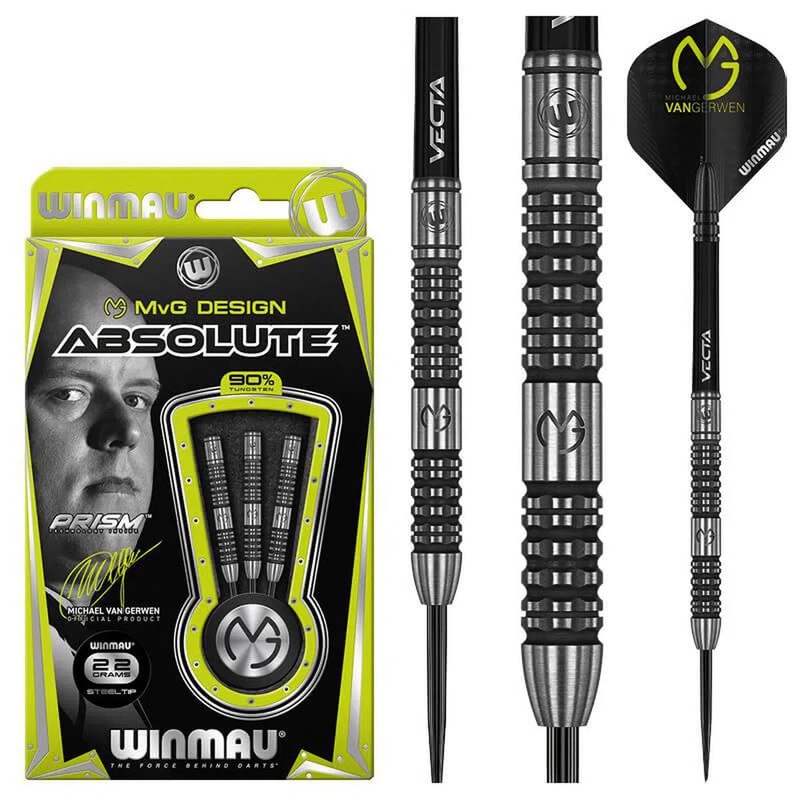 Winmau MvG Absolute 90% Tungsten Steel Tip Darts 22 GRAM