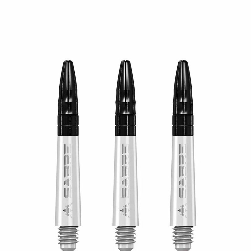 Mission Sabre Shafts – Polycarbonate Dart Stems – White – Black Top – Short White with Black Top Short (36mm in length excluding thread) Polycarbonate