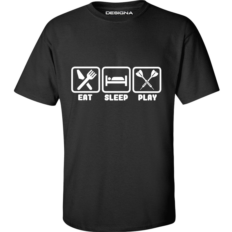 T Shirt – Humour Dart T-Shirt – Black – Eat Sleep Play Darts 2XL