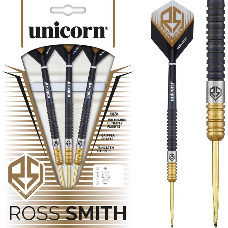 Unicorn Ross Smith Darts – Steel Tip – Smudger – Two Tone – Black & Gold 20g