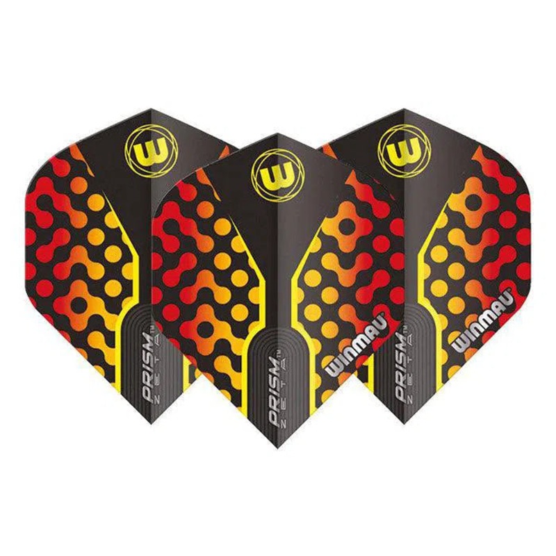 Winmau Prism Zeta Thick Extra Standard Black, Yellow & Red Flights