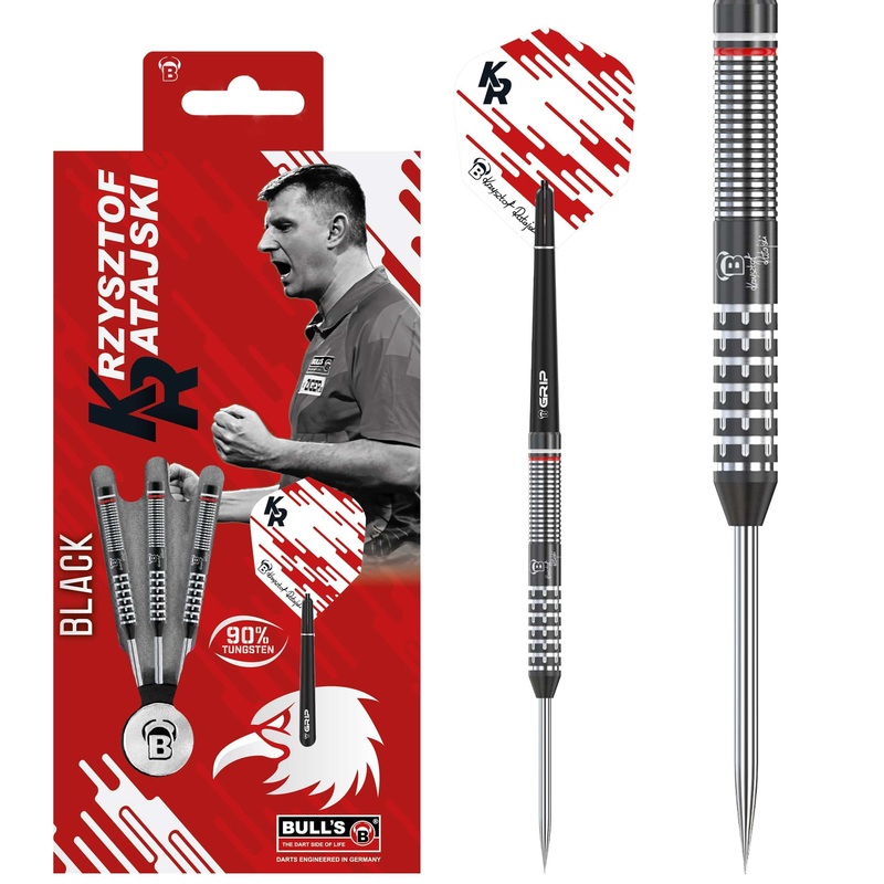 BULL’S Krysztof Ratajski Darts – Steel Tip – 90% Tungsten – Black 22g