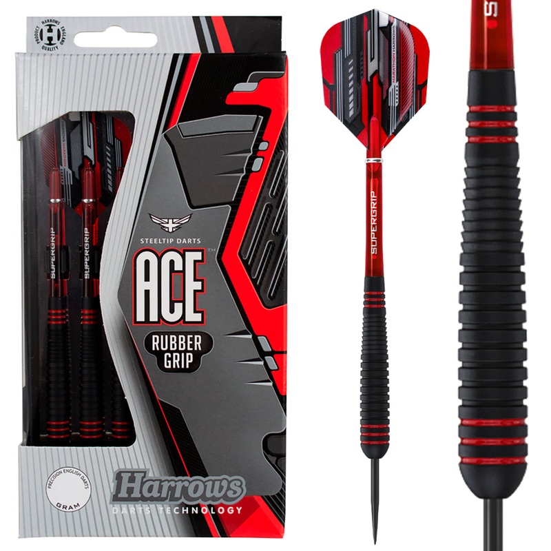 Harrows ACE Rubberised Non Slip Steel Tip Darts 20 Gram
