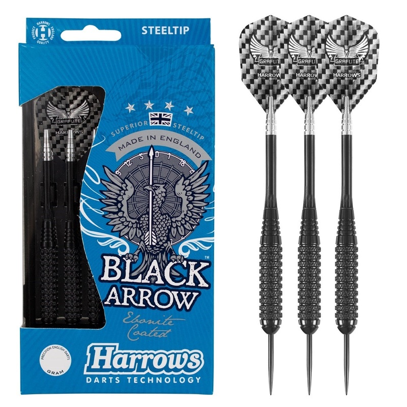 Harrows Black Arrow Brass Knurled Steel Tip Darts 20 Gram