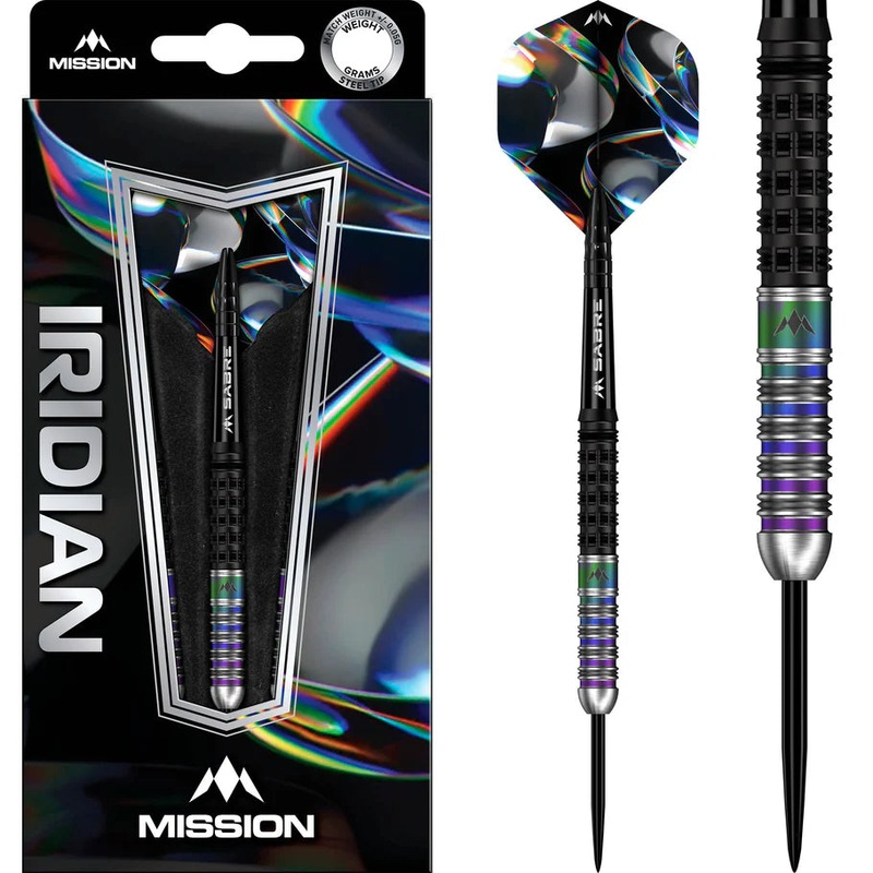 Mission Iridian Darts – Steel Tip – 90% Tungsten Black & Coral PVD – 24g
