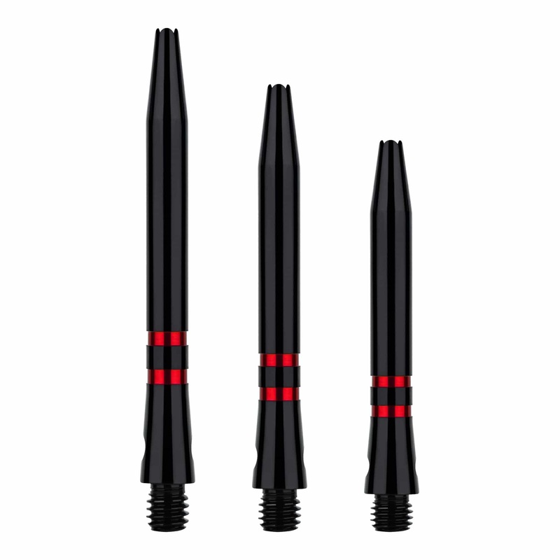 One80 TC Alu Dart Shafts – Regrooved Stems – Black & Red Medium