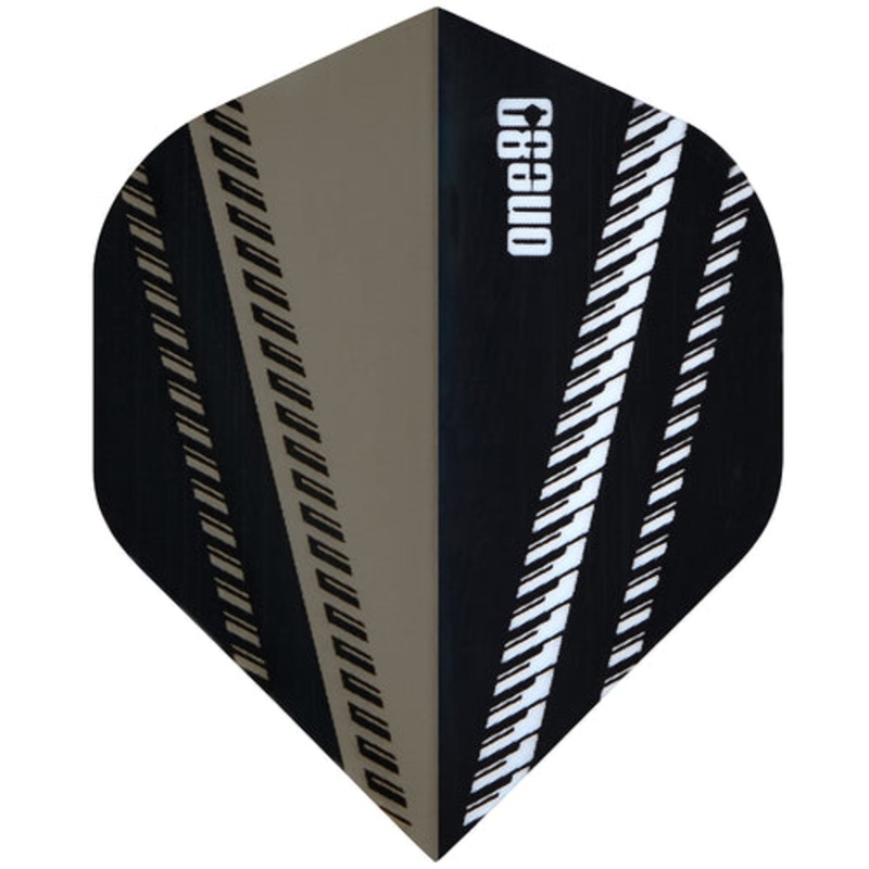 One80 V-Flow Black/Gray Dart Flights Standard 100 Micron Poly