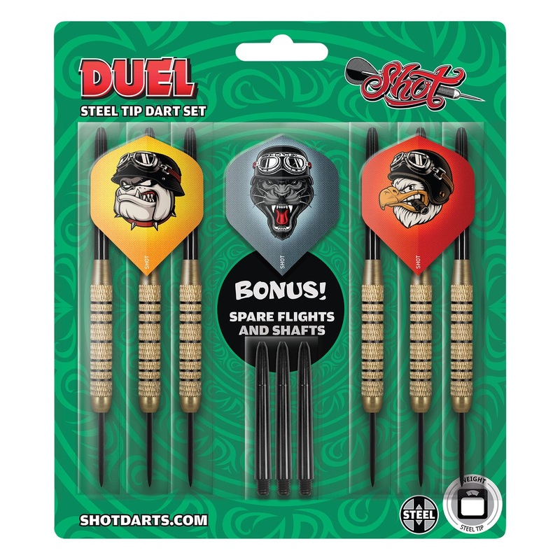 Shot Duel Brass Darts – Steel Tip – Twin Pack – 18g 18g