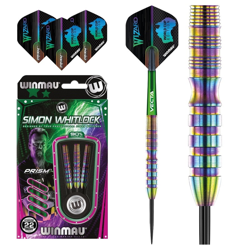 Simon Whitlock 90% Tungsten World Cup Rainbow SE Edition Steel Tip Darts by Winmau 22 Gram