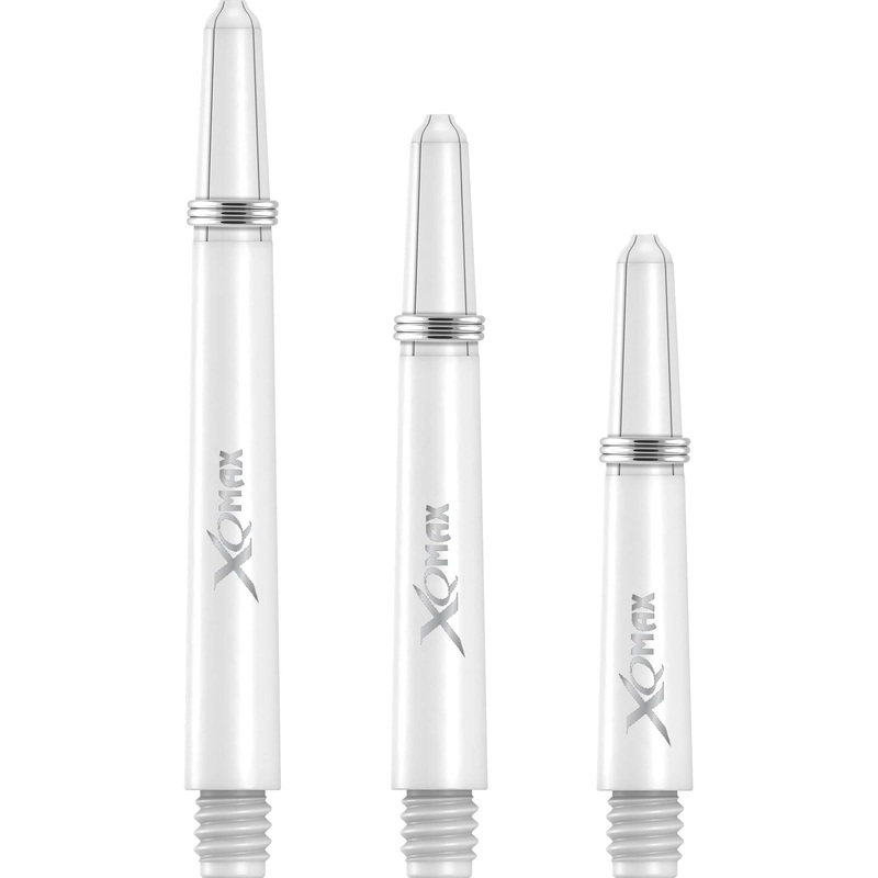 XQMax Polycarbonate Dart Shafts – Solid Colour with Logo – includes Springs – White Medium