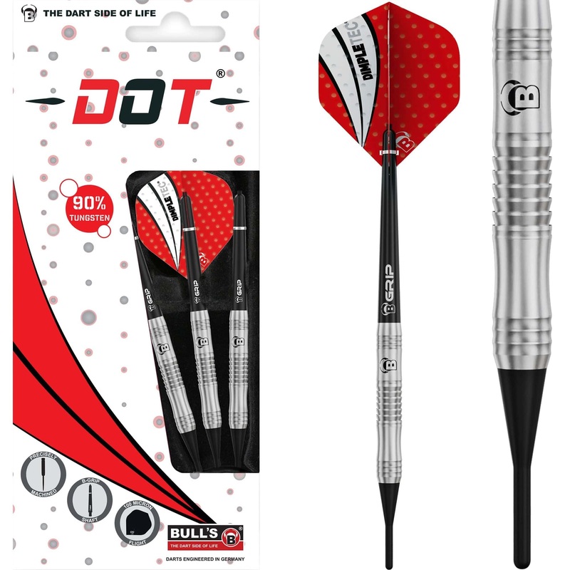 BULL’S Dot D4 Darts – Soft Tip – 90% Tungsten – Centre Shark 18g
