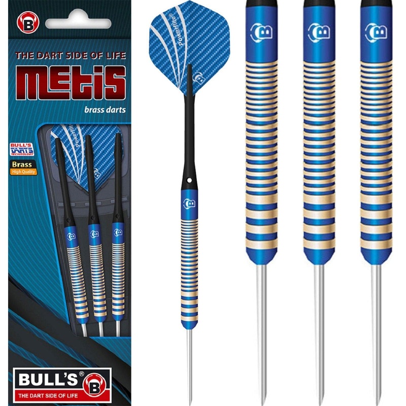 BULL’S Metis Darts – Steel Tip – Coloured Brass – Blue 21g