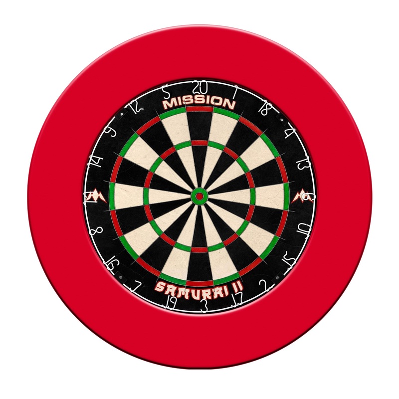 Mission Samurai II Dartboard Set – Dart Board & Surround – Red