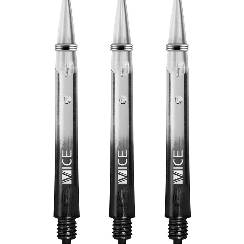 One80 Proplast Vice Dart Shafts – Black/Clear – Medium Polycarbonate Medium (48mm in length excluding thread) Black/Clear