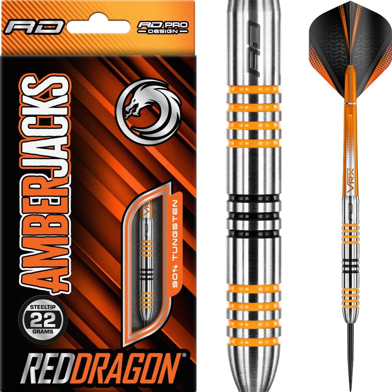 Red Dragon – Amberjack 3 Darts – Steel Tip – 90% Tungsten – 22g 24g 22 grams