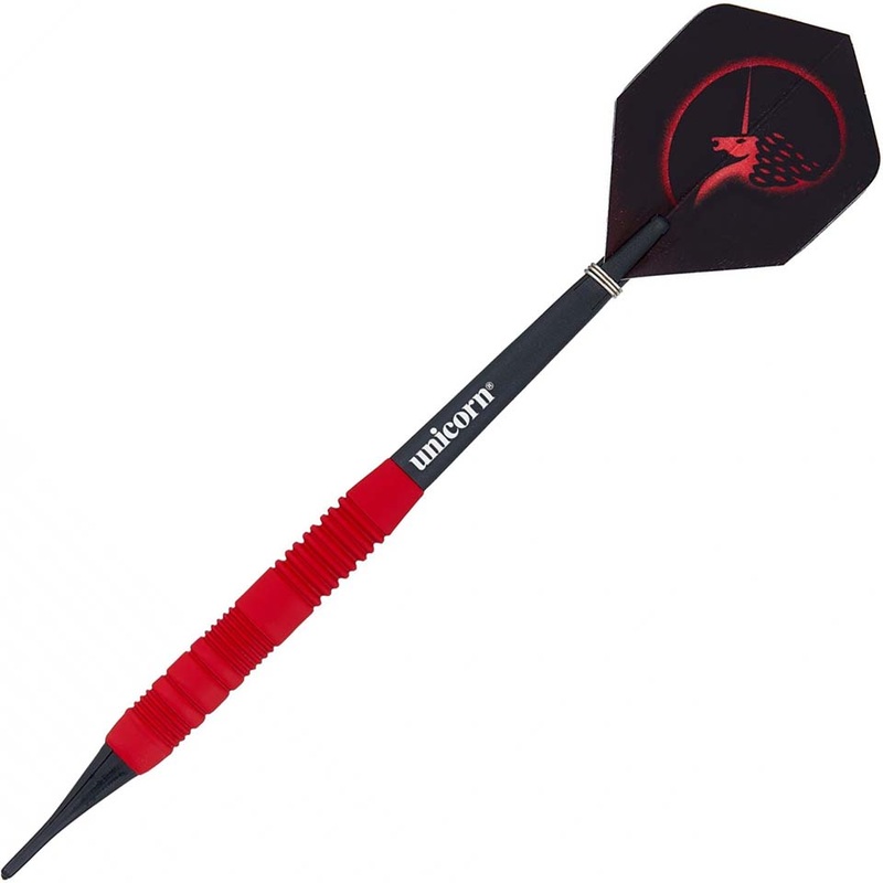 Unicorn Core Plus Rubberised Brass Soft Tip Darts – 16gm Red