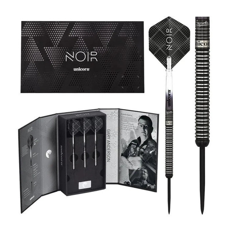 Unicorn Gary Anderson World Champion Phase 3 Deluxe Noir 90% Tungsten Steel Tip Darts. 21 GRAM