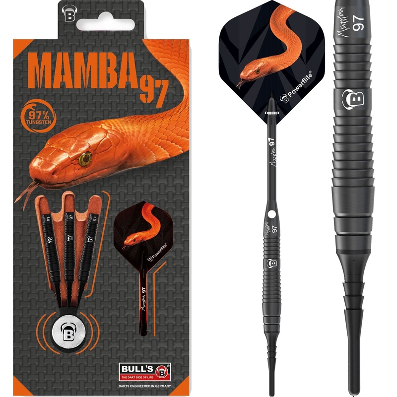 BULL’S Mamba 97 Darts – Soft Tip – M4 – Black Titanium 16g