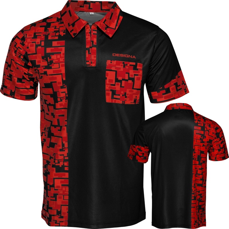 *Designa Code 4 Dart Shirt – Black with Red 2XL