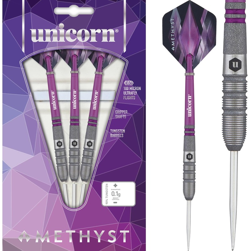 *Unicorn Amethyst Darts – Steel Tip – Utech – Style 3 – Sandblasted 22g
