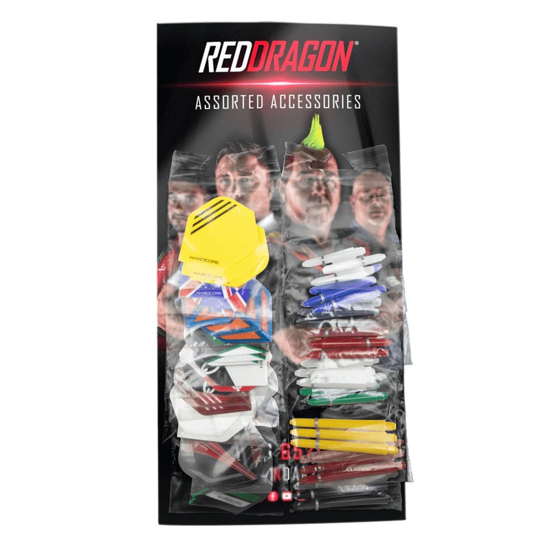 Assorted Hardcore flights & assorted 2BA ring grip shafts by Red Dragon – 10 Sets