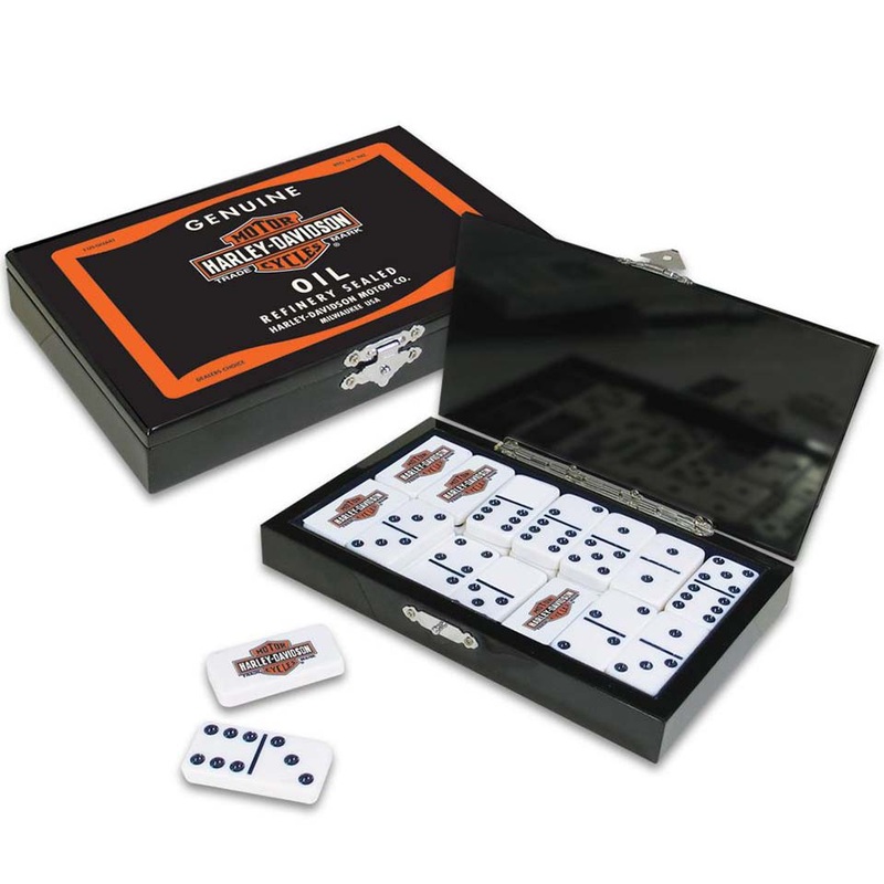 Harley-Davidson Oil Can Double Six Domino Set