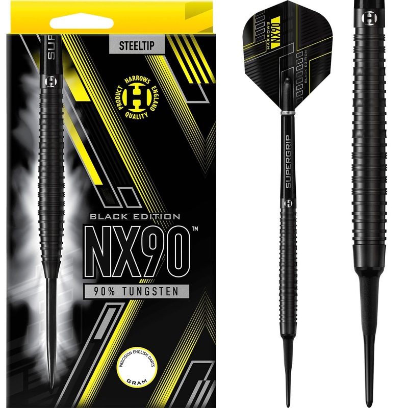Harrows NX90 Black Darts – Soft Tip – Ringed – 18g