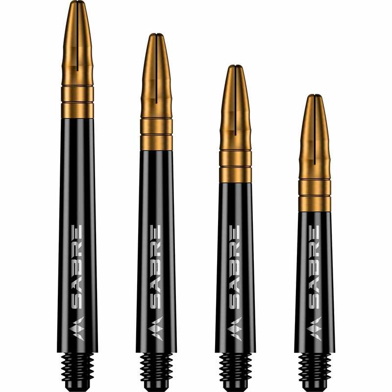 *Mission Sabre Shafts – Polycarbonate Dart Stems – Black – Gold Top Medium