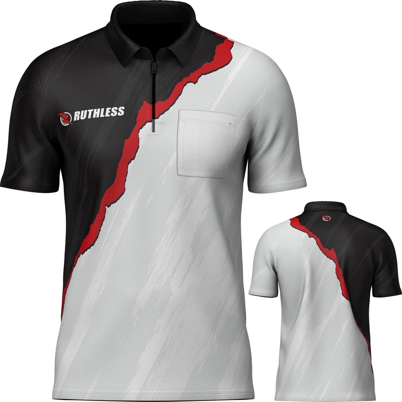 *Ruthless RipTorn ECO Dart Shirt – with Pocket – Black & Light Grey Small