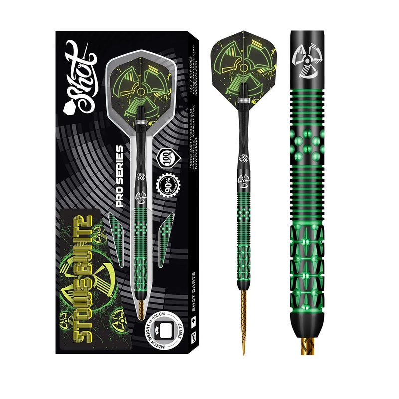 Shot Pro Series Stowe Buntz 2.0 Black 90% Tungsten Steel Tip Darts 23 GRAM