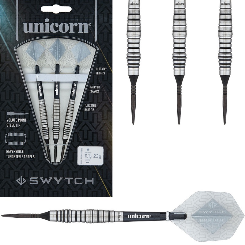 Swytch Black 80% Tungsten Steel Tip Darts by Unicorn 21 Gram